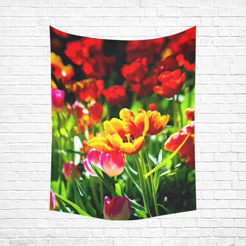 Tulip Flower Colorful Beautiful Spring Floral Cotton Linen Wall Tapestry 60"x 80"