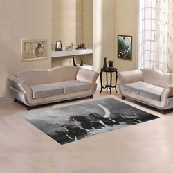 Awesome running black horses Area Rug 5'x3'3''