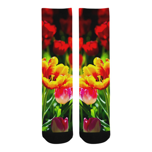 Tulip Flower Colorful Beautiful Spring Floral Trouser Socks