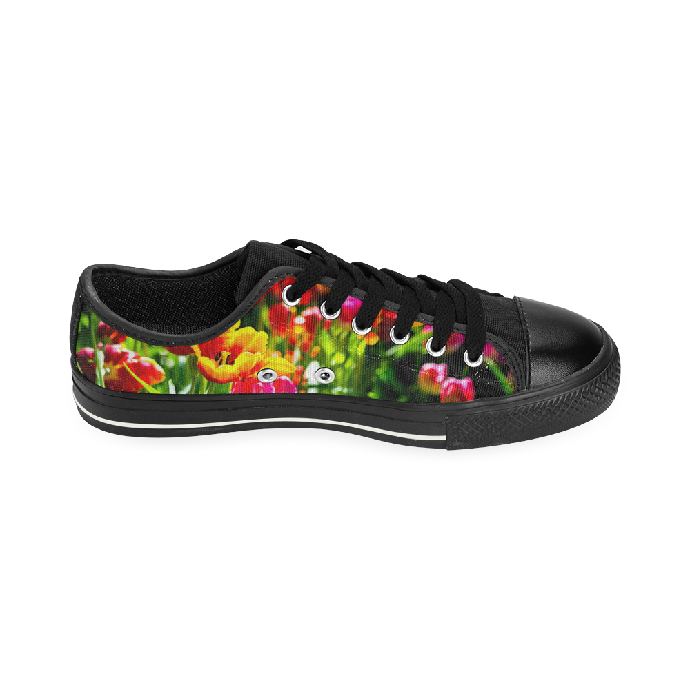 Colorful tulip flowers chic spring floral beauty Low Top Canvas Shoes for Kid (Model 018)