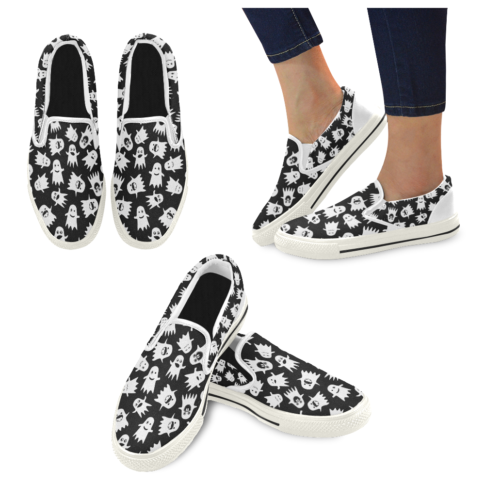 Halloween Ghosts Slip-on Canvas Shoes for Kid (Model 019)