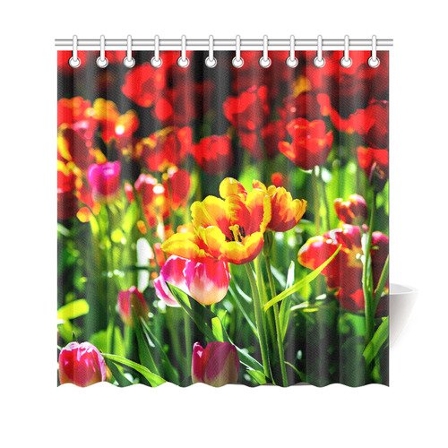 Tulip Flower Colorful Beautiful Spring Floral Shower Curtain 69"x70"