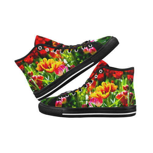 Colorful tulip flowers chic spring floral beauty Vancouver H Women's Canvas Shoes (1013-1)