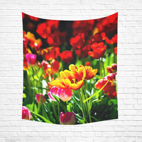 Tulip Flower Colorful Beautiful Spring Floral Cotton Linen Wall Tapestry 51"x 60"