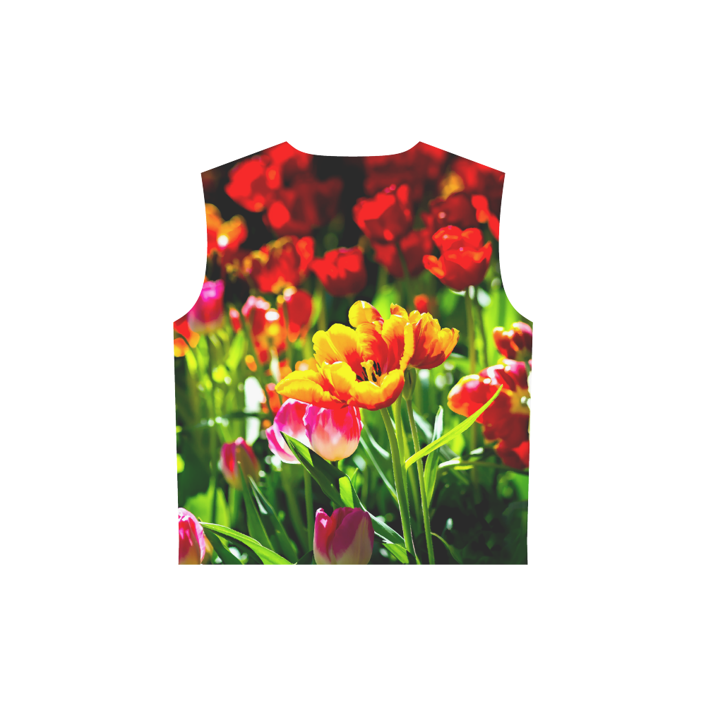 Tulip Flower Colorful Beautiful Spring Floral All Over Print Sleeveless Hoodie for Women (Model H15)