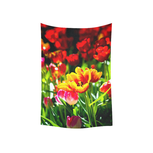Tulip Flower Colorful Beautiful Spring Floral Cotton Linen Wall Tapestry 40"x 60"