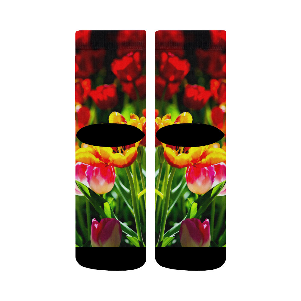 Tulip Flower Colorful Beautiful Spring Floral Crew Socks