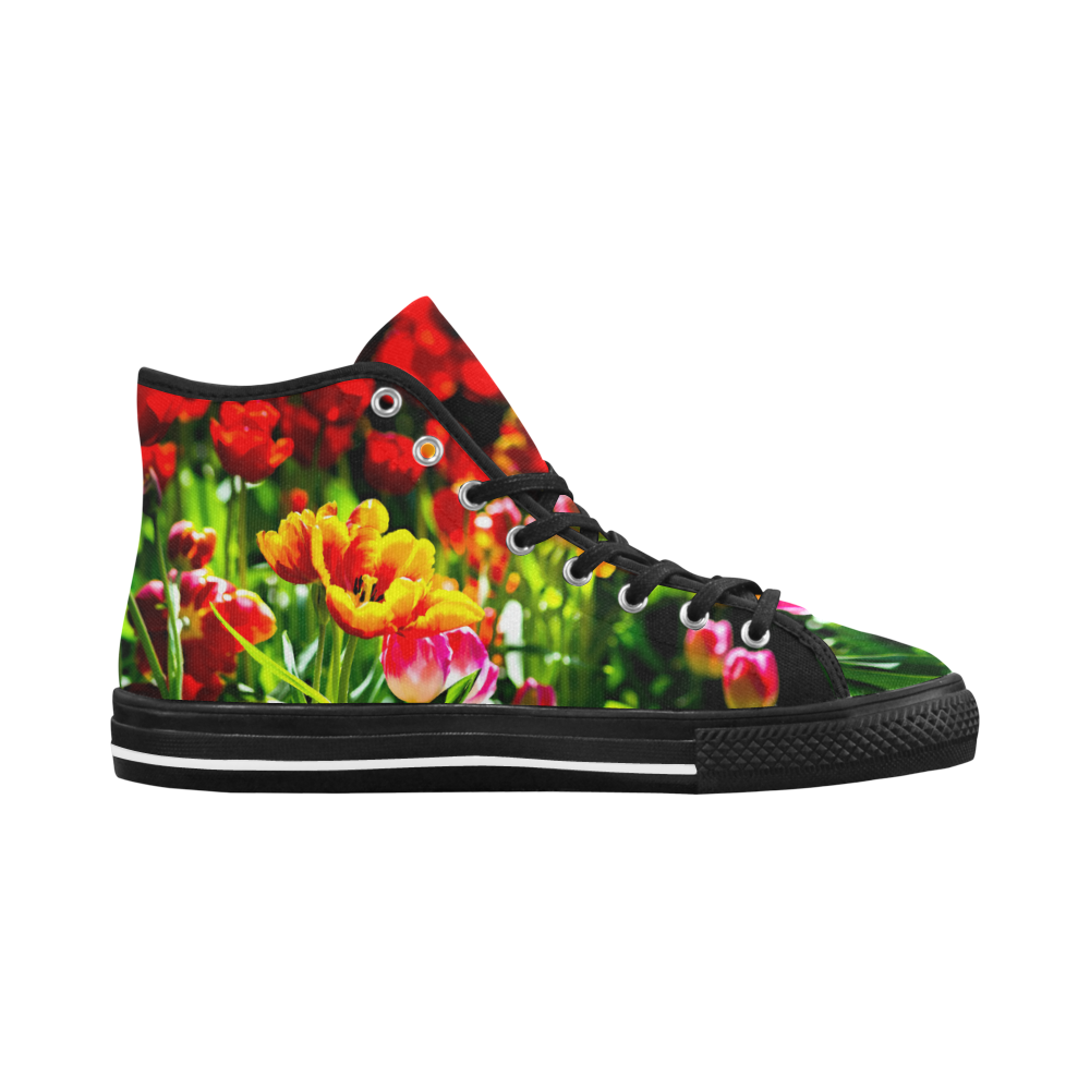 Colorful tulip flowers chic spring floral beauty Vancouver H Women's Canvas Shoes (1013-1)