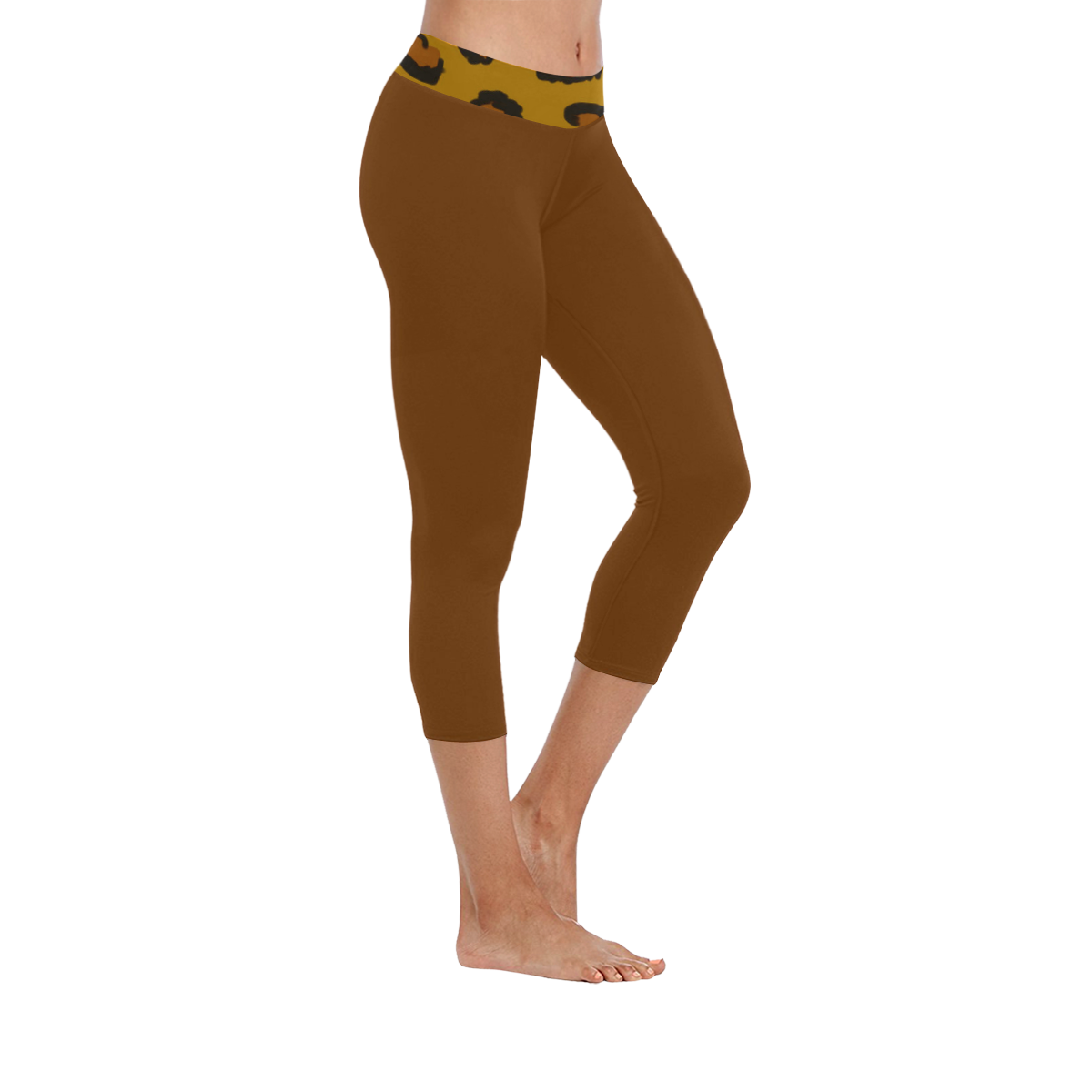 Leopard Print  2 Women's Low Rise Capri Leggings (Invisible Stitch) (Model L08)