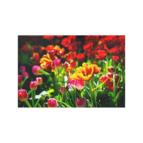 Colorful tulip flowers chic spring floral beauty Placemat 12’’ x 18’’ (Two Pieces)