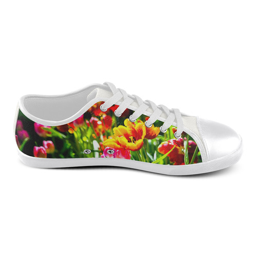 Colorful tulip flowers chic spring floral beauty Canvas Shoes for Women/Large Size (Model 016)