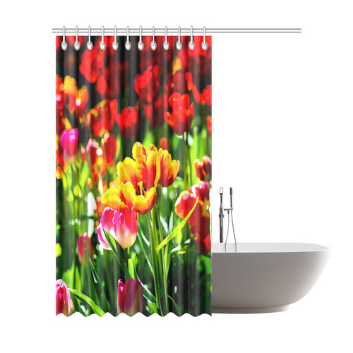 Tulip Flower Colorful Beautiful Spring Floral Shower Curtain 72"x84"