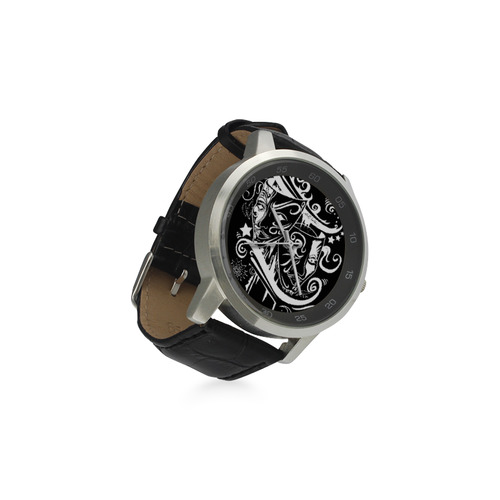 Zodiac - Gemini Unisex Stainless Steel Leather Strap Watch(Model 202)