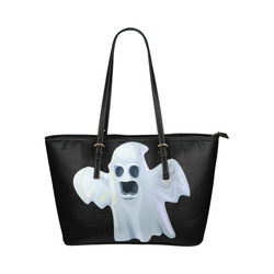 Scary White Sheet Halloween Ghost Costume Leather Tote Bag/Large (Model 1651)