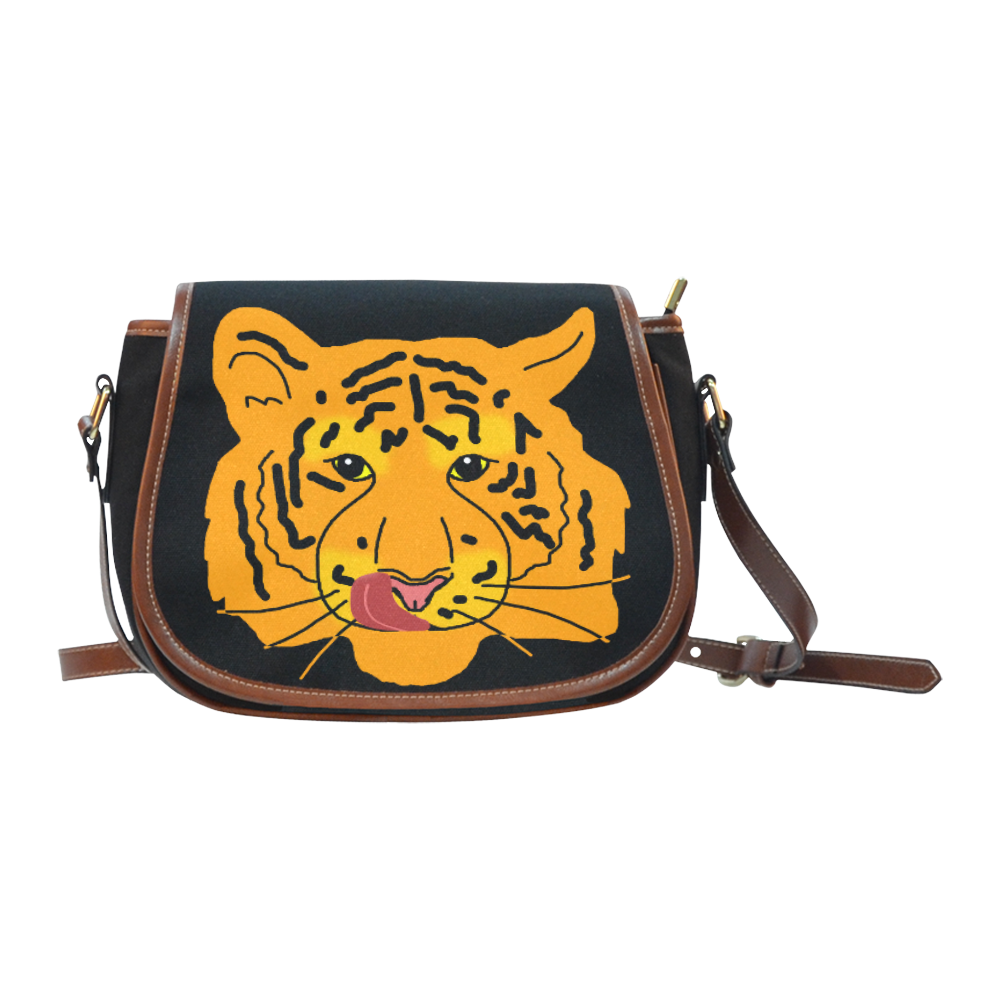 Tiger Licks His Lips Funny Romantic Flirty Saddle Bag/Small (Model 1649)(Flap Customization)