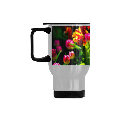 Colorful tulip flowers chic spring floral beauty Travel Mug (Silver) (14 Oz)
