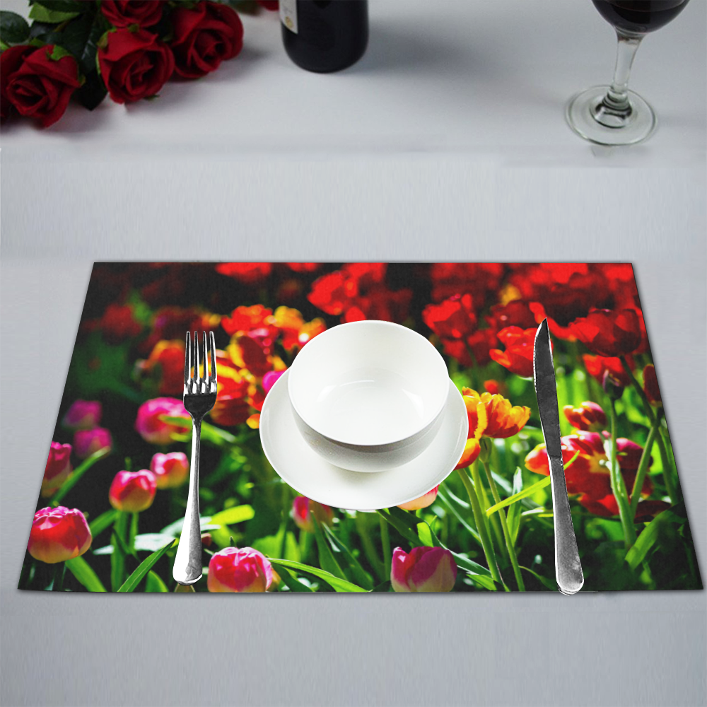 Colorful tulip flowers chic spring floral beauty Placemat 12’’ x 18’’ (Set of 6)