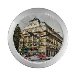 Cracow Krakow city art Silver Color Wall Clock