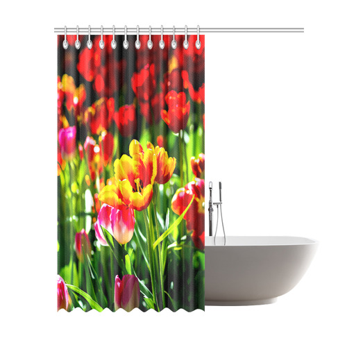 Tulip Flower Colorful Beautiful Spring Floral Shower Curtain 69"x84"