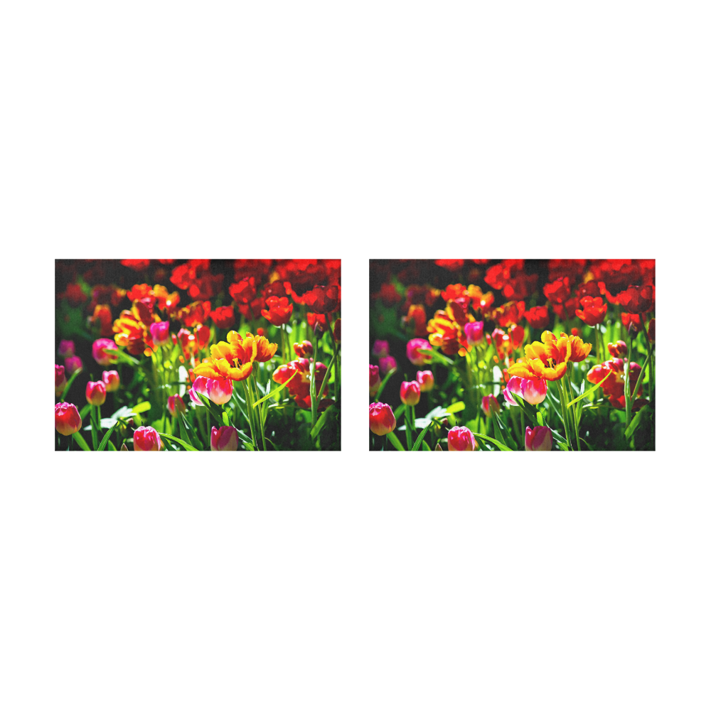 Colorful tulip flowers chic spring floral beauty Placemat 12’’ x 18’’ (Two Pieces)
