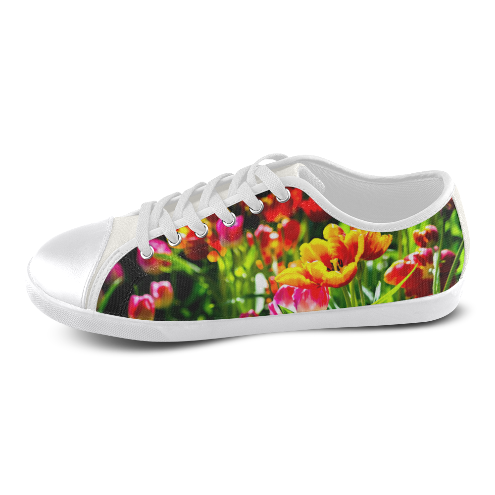 Colorful tulip flowers chic spring floral beauty Canvas Shoes for Women/Large Size (Model 016)