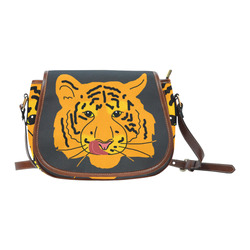 Funny Clever Cunning Wild Tiger Cat Animal Cute Saddle Bag/Small (Model 1649) Full Customization