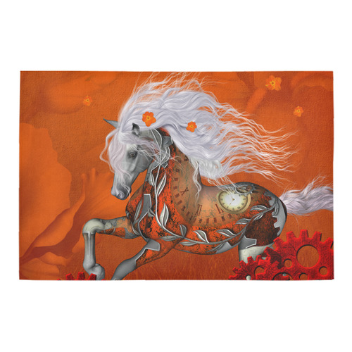 Wonderful steampunk horse, red white Azalea Doormat 24" x 16" (Sponge Material)