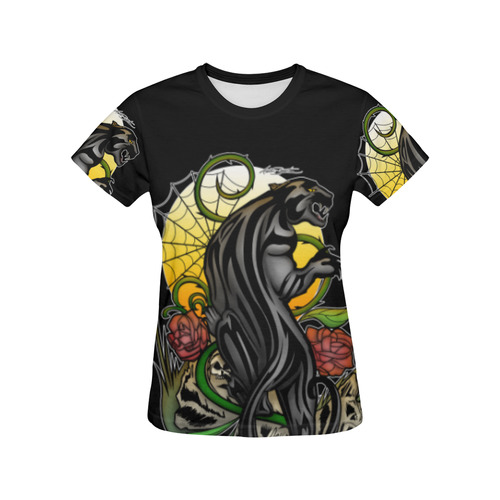 Panther All Over Print T-Shirt for Women (USA Size) (Model T40)