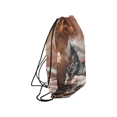 Amazing steampunk horse, silver Small Drawstring Bag Model 1604 (Twin Sides) 11"(W) * 17.7"(H)