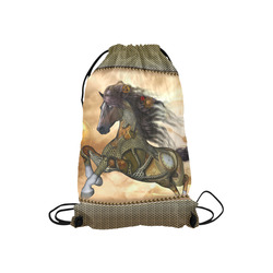 Aweseome steampunk horse, golden Small Drawstring Bag Model 1604 (Twin Sides) 11"(W) * 17.7"(H)
