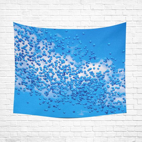 Blue Toy Balloons Flight Fantasy Atmosphere Dream Cotton Linen Wall Tapestry 60"x 51"