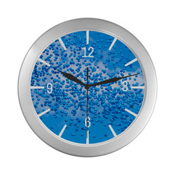 Blue Toy Balloons Air Atmosphere Dream Silver Color Wall Clock