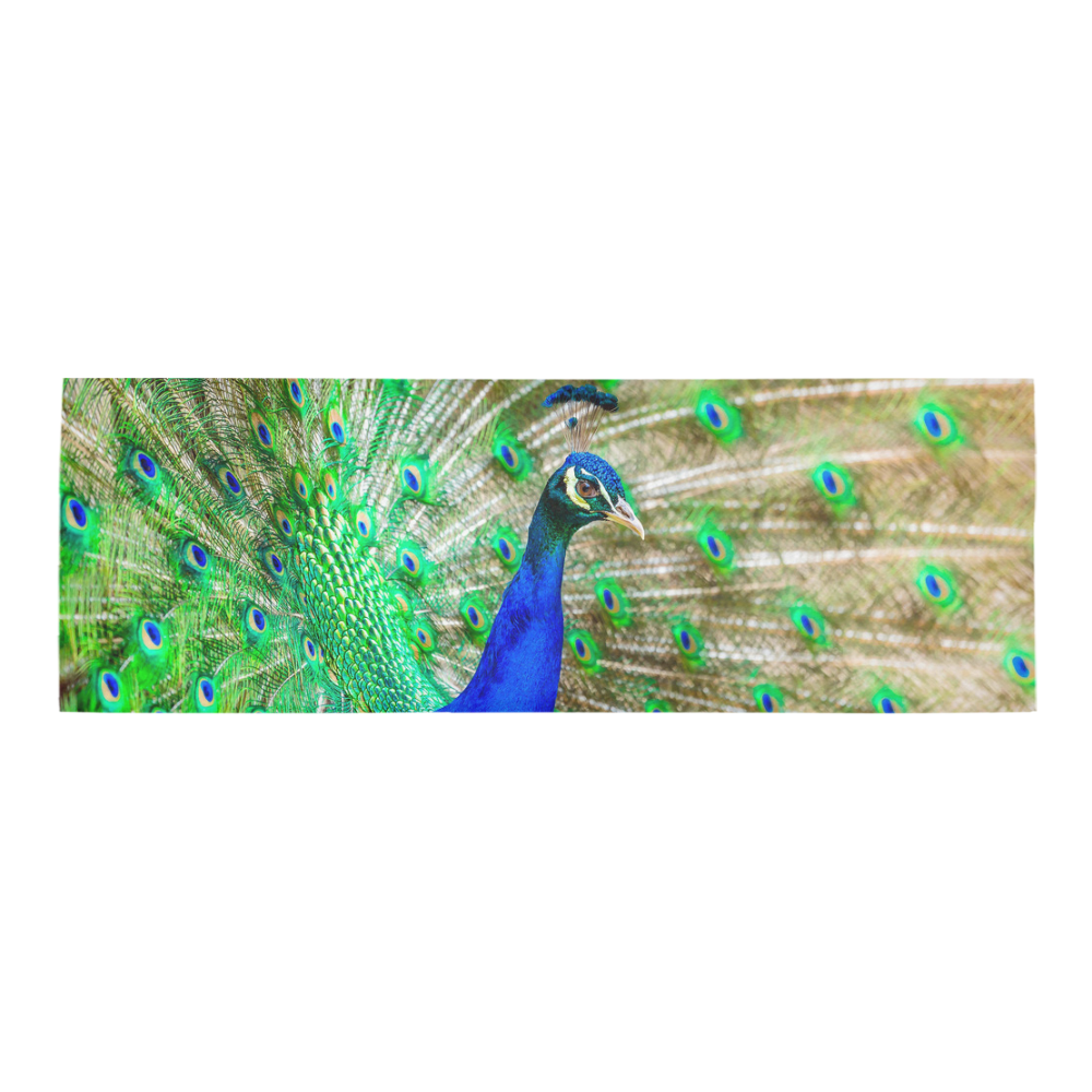 Peacock Blue Green Feathers Bird Nature Area Rug 9'6''x3'3''
