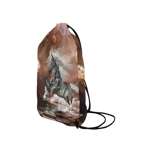 Amazing steampunk horse, silver Small Drawstring Bag Model 1604 (Twin Sides) 11"(W) * 17.7"(H)