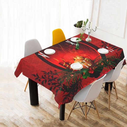 Christmas, christmas balls and candle Cotton Linen Tablecloth 60" x 90"