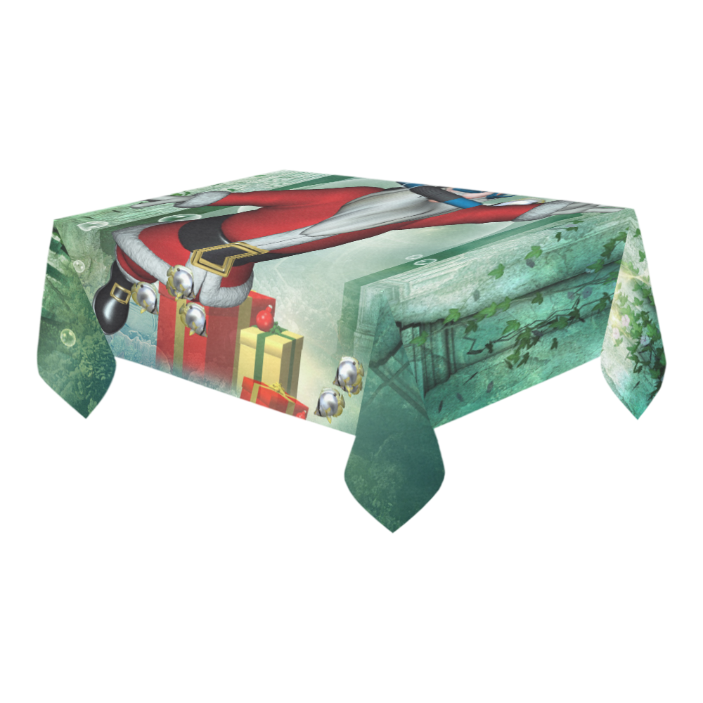 Christmas, Santa Claus underwater Cotton Linen Tablecloth 60" x 90"