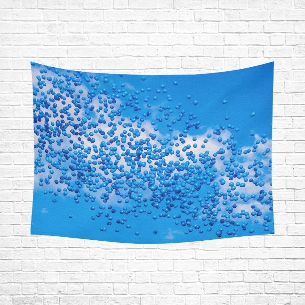 Blue Toy Balloons Flight Fantasy Atmosphere Dream Cotton Linen Wall Tapestry 80"x 60"