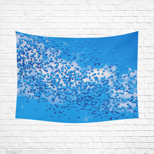 Blue Toy Balloons Flight Fantasy Atmosphere Dream Cotton Linen Wall Tapestry 80"x 60"