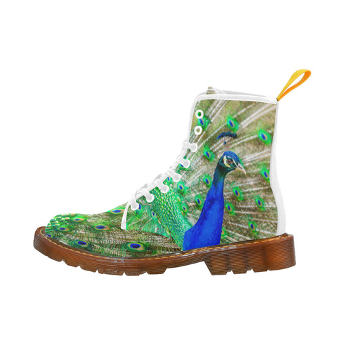 Peacock Blue Green Feathers Bird Nature Martin Boots For Women Model 1203H