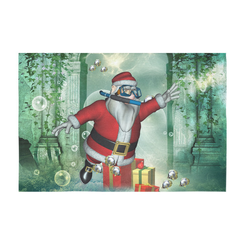 Christmas, Santa Claus underwater Cotton Linen Tablecloth 60" x 90"