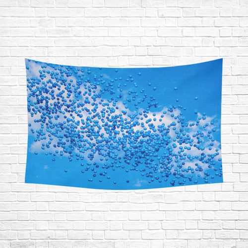 Blue Toy Balloons Flight Fantasy Atmosphere Dream Cotton Linen Wall Tapestry 90"x 60"