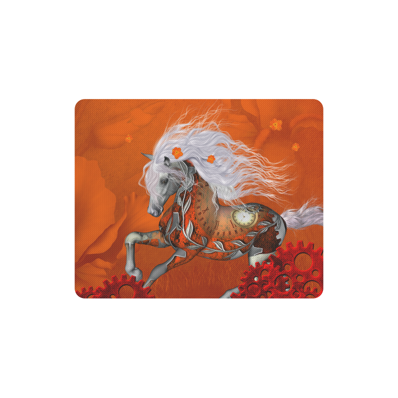Wonderful steampunk horse, red white Rectangle Mousepad