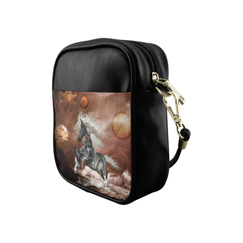 Amazing steampunk horse, silver Sling Bag (Model 1627)