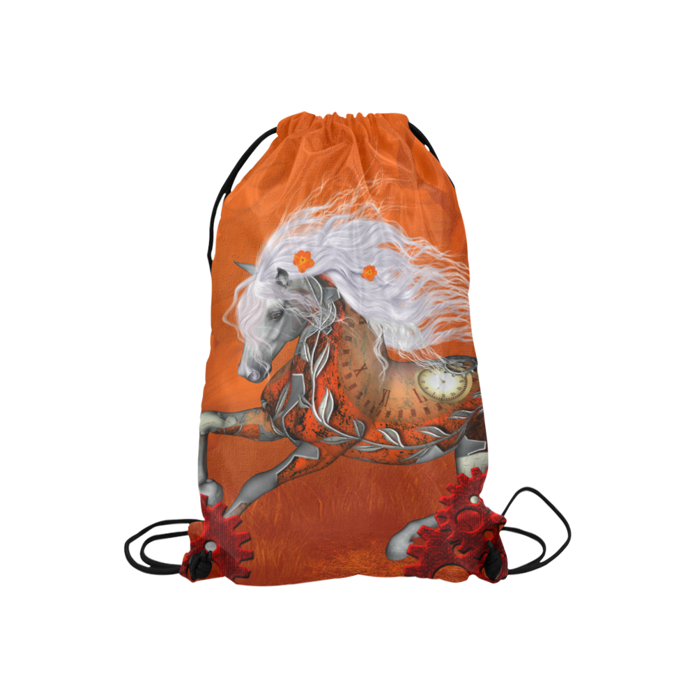 Wonderful steampunk horse, red white Small Drawstring Bag Model 1604 (Twin Sides) 11"(W) * 17.7"(H)