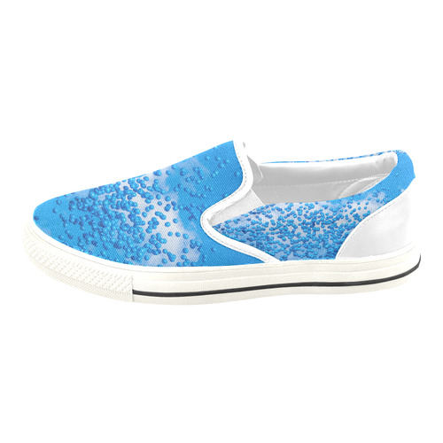 Blue Toy Balloons Flight Air Sky Atmosphere Cool Women's Slip-on Canvas Shoes/Large Size (Model 019)