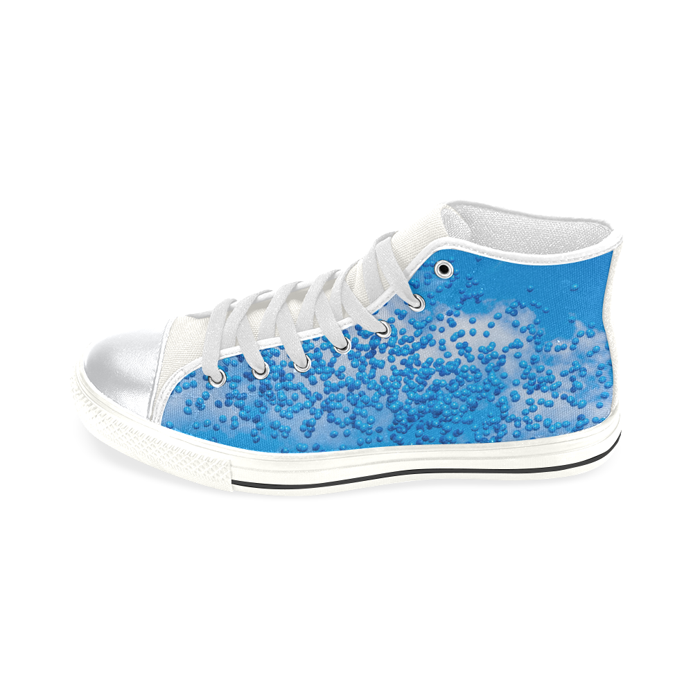 Blue Toy Balloons Flight Air Sky Atmosphere Cool High Top Canvas Women's Shoes/Large Size (Model 017)