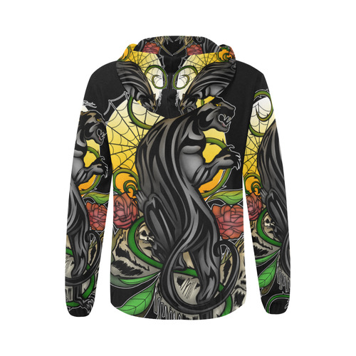 Panther All Over Print Full Zip Hoodie for Women (Model H14)