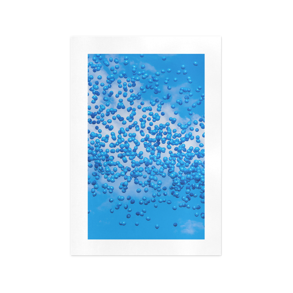 Blue Toy Balloons Flight Air Sky Dream Art Print 13‘’x19‘’