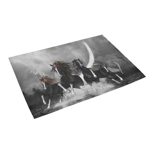 Awesome running black horses Azalea Doormat 24" x 16" (Sponge Material)