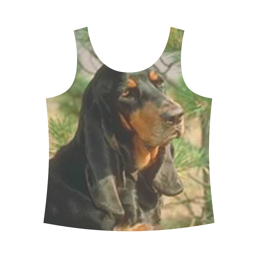 Black Tan Coonhound All Over Print Tank Top for Women (Model T43)